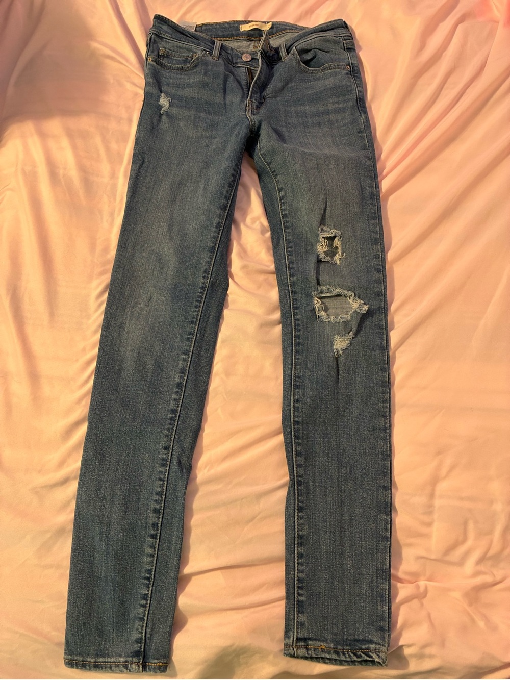 Levi's Women's Ripped Skinny Jeans - Dark Blue Wash